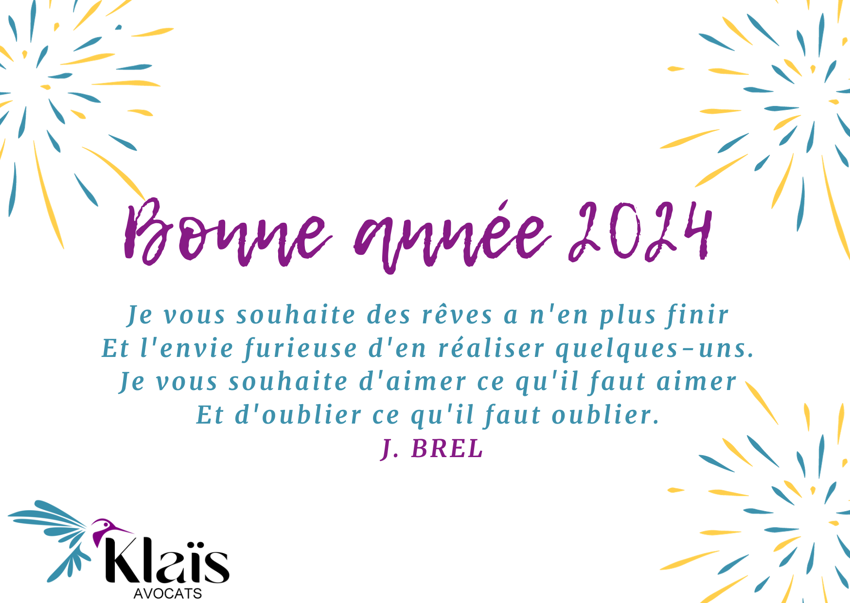 Toute l'équipe de Klaïs Avocats vous adresse ses meilleurs vœux